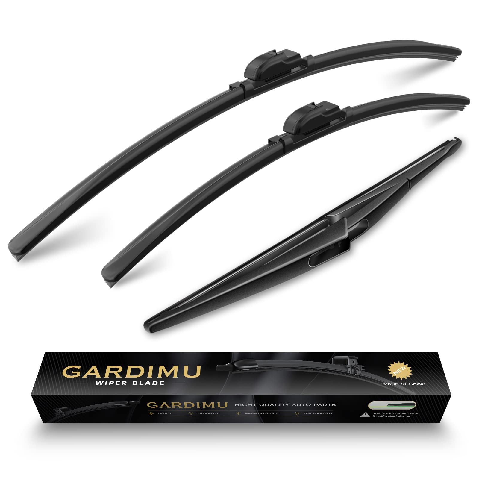 Gardimu Front And Rear Windshield Wiper Blades, 3 Pcs Front And Back Windshield Wipers Blades Replacement For Nissan Rogue 2014-