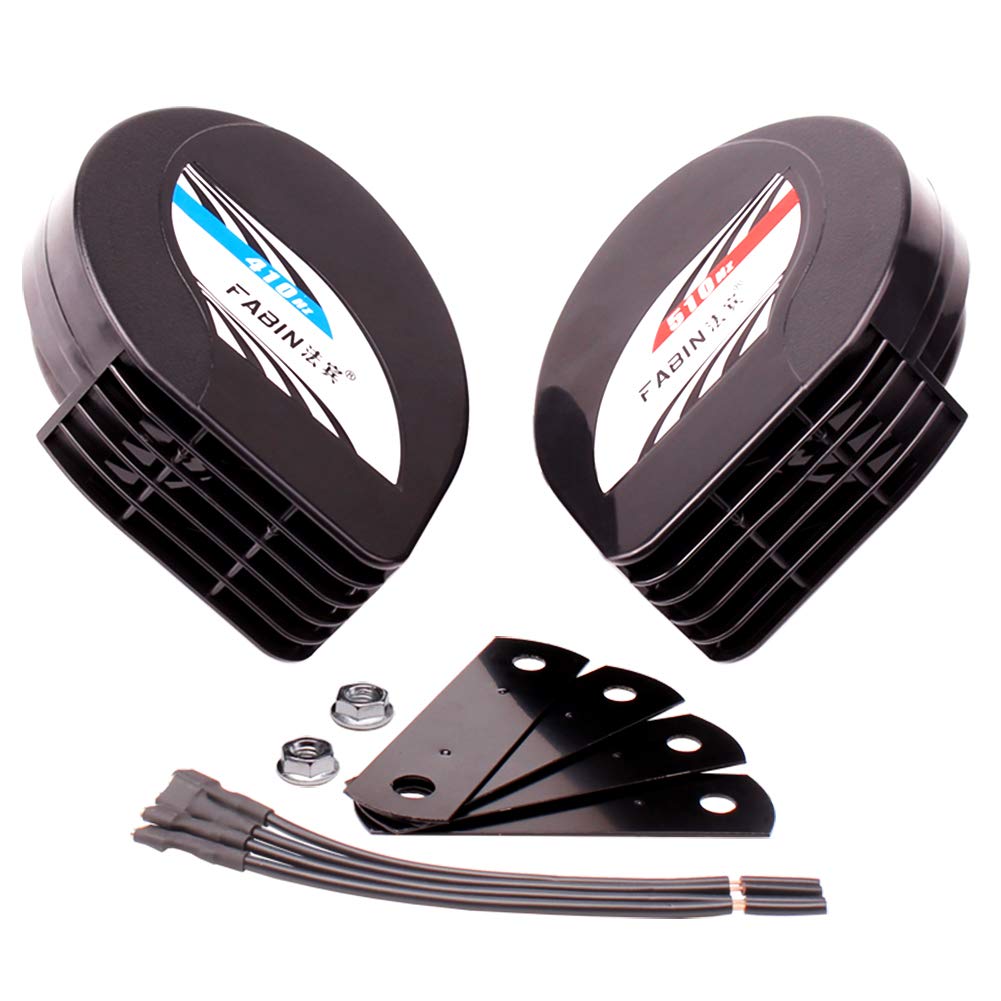 Farbin Compact Horn 12V Waterproof Car Horns Loud Dual-Tone Electric Snail Horn Kit Universal For Any 12V Vehicles