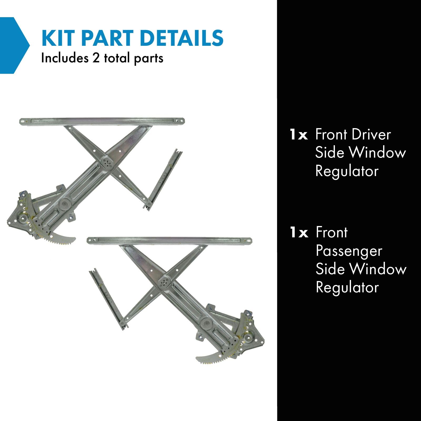 Trq Front Power Window Regulator Set Compatible With 2004-2012 Chevrolet Colorado Gmc Canyon 2006 Isuzu I-280 2007-2008 I-290 I-