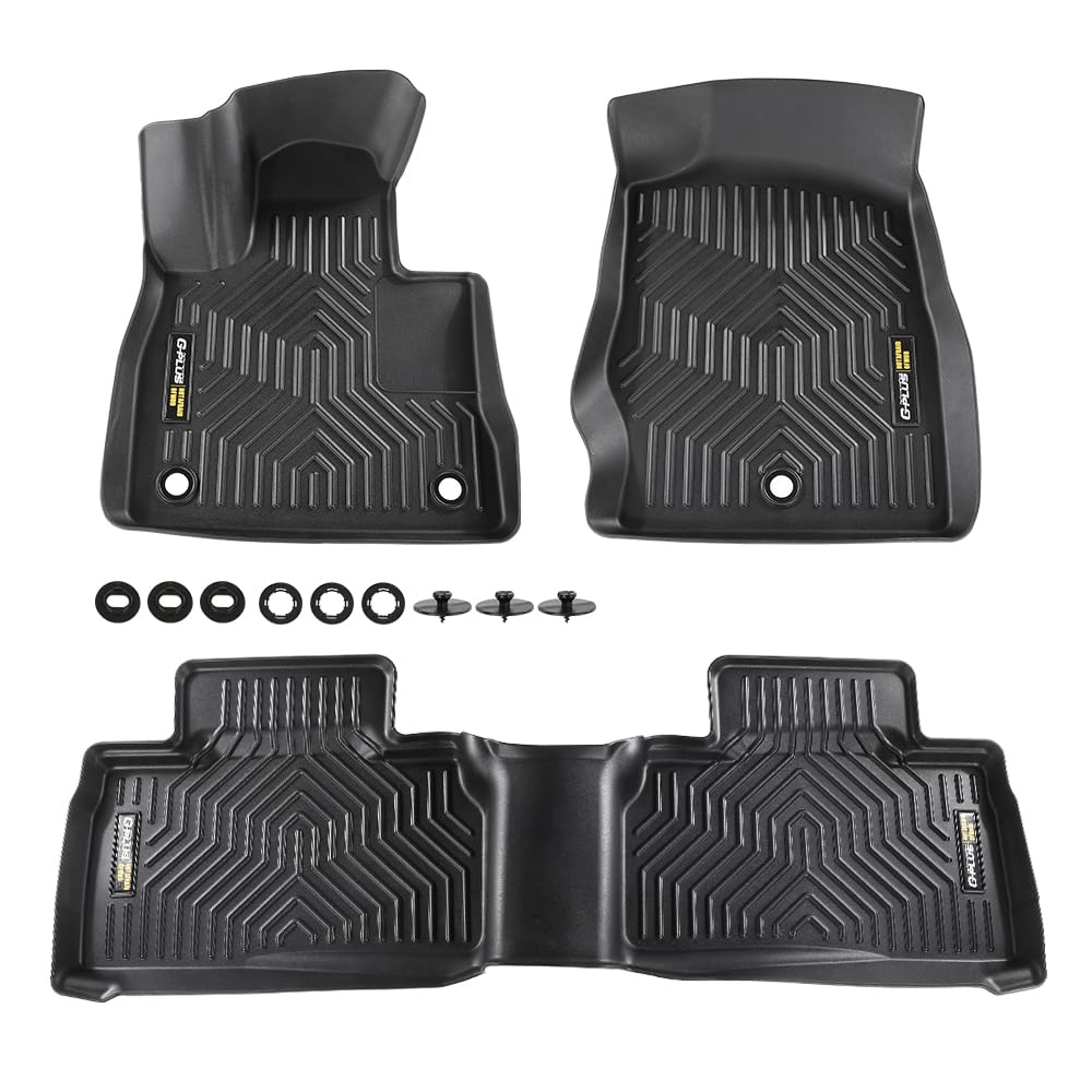 G-PLUS TPE Floor Mats Cargo Liners, Compatible with Ford Explorer 2020 2021 2022 2023 2024 2025, 1st & 2nd Row 3PCS, Black Floor
