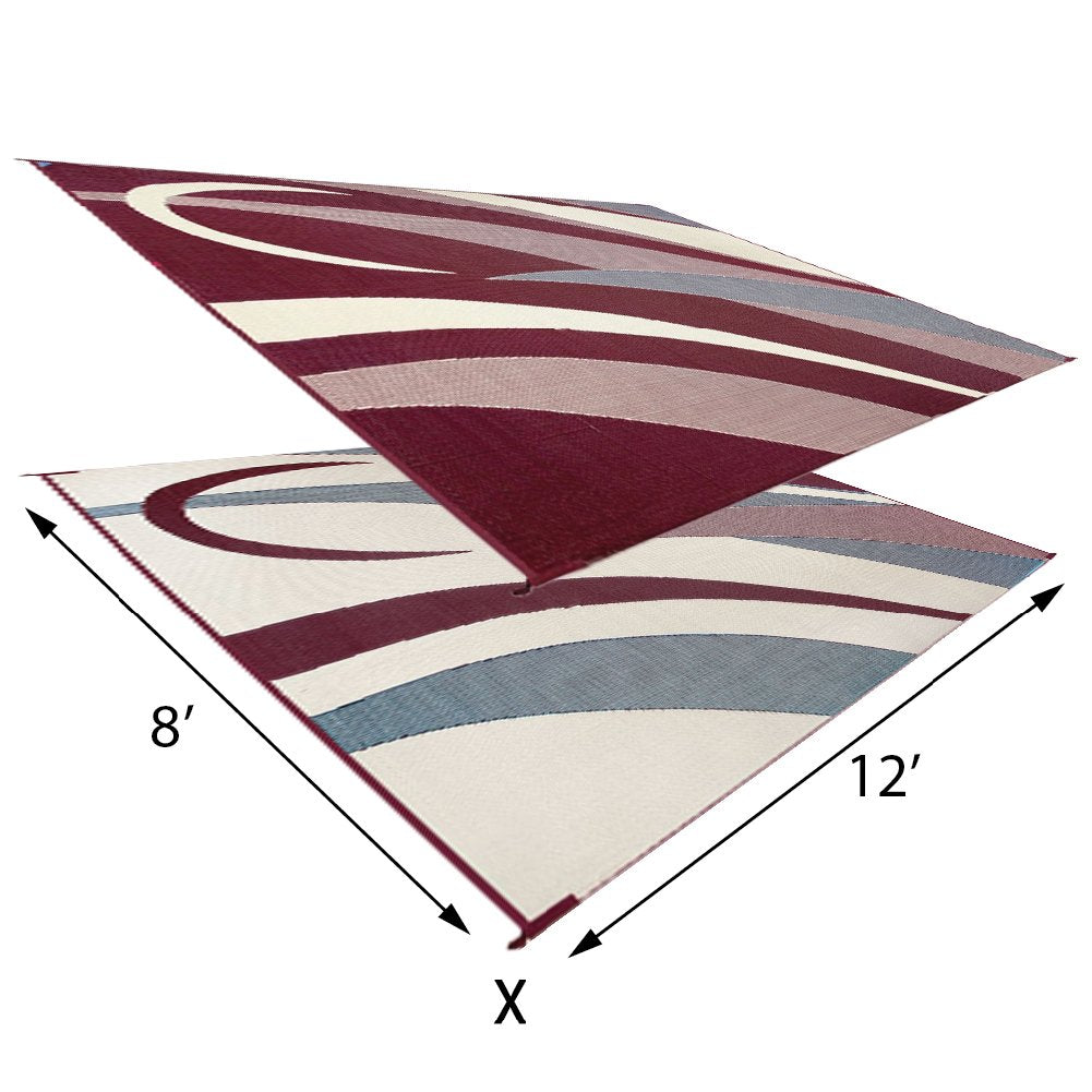 Stylish Camping Ga5 Burgundy/Black 8-Feet X 12-Feet Graphic Reversible Mat