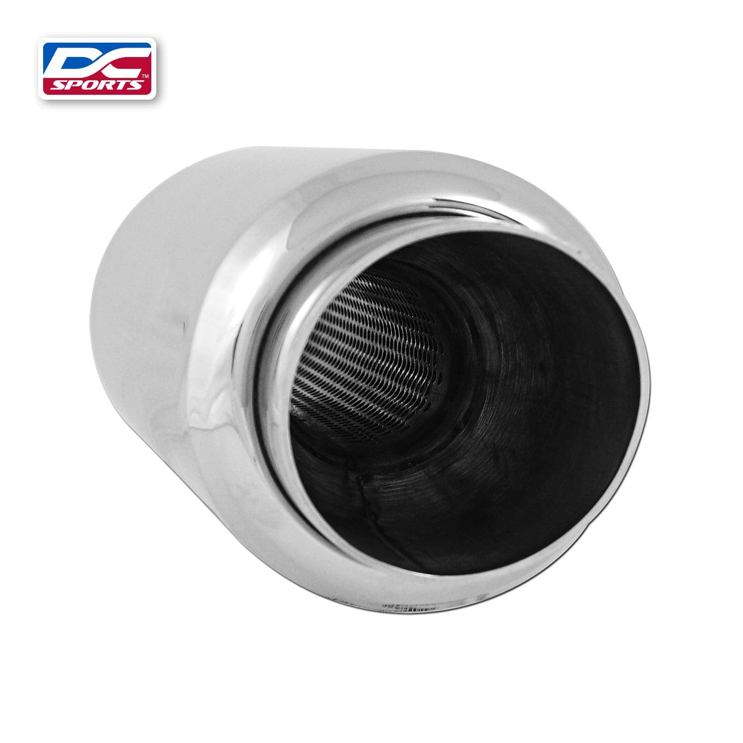 Dc Sports Universal Round Muffler 2.25' Inlet-3.25' 5' Tip Slant Cut