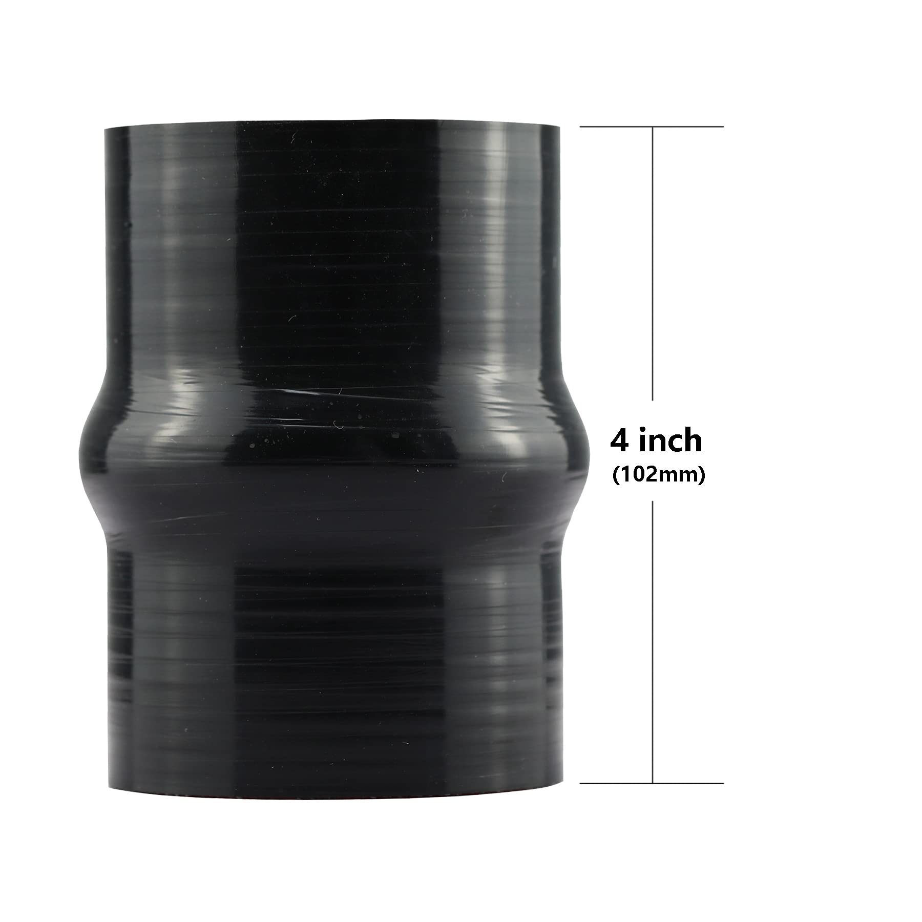 Ucreative 4'' Length Hump Black Silicone High Temperature 4-ply Reinforced Straight Hump Coupler Hose with T-Bolt Clamp ID: 3.5'