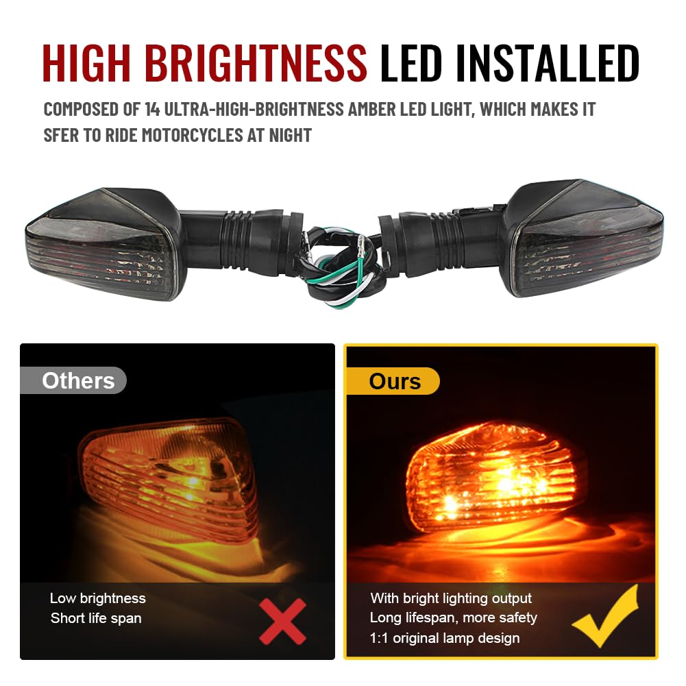 Newsmarts Motorcycle Turn Signal Indicator Light Blinker Lamp Replacement for KAWASAKI KLR 650 2008-2017 / NINJA 650R 2006-2008