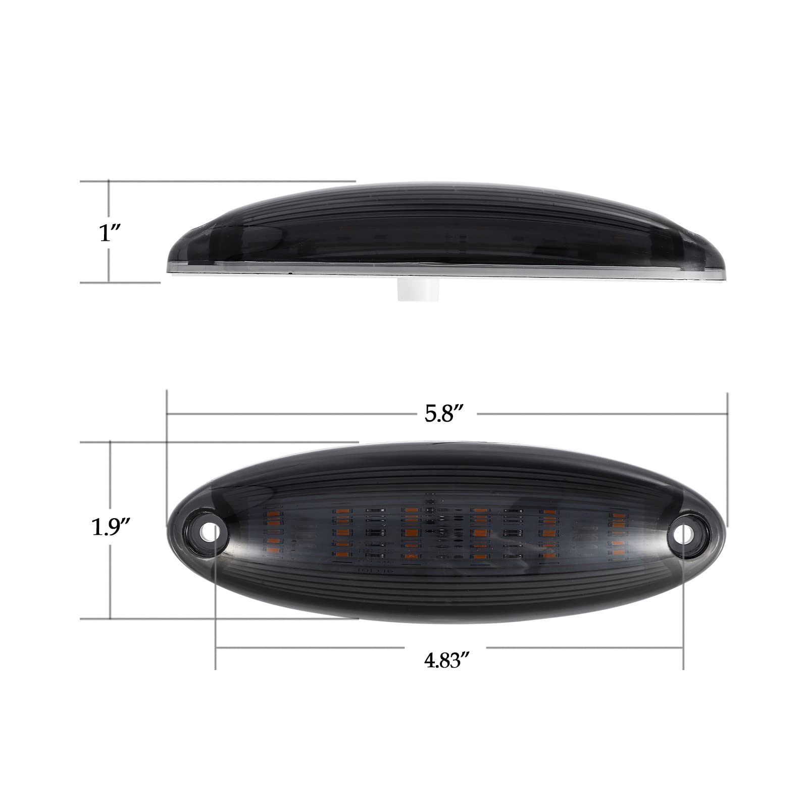 Partsam 5pcs Smoke Lens Yellow LED Cab Marker Lights for Freightliner Cascadia, Polycarbonate, Medium Size