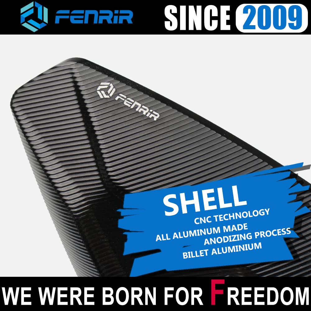 Fenrir Motorcycle Handlebar Bar End Mirror Cnc Aluminum Black Cafe Racer Anti-Vibration Anti-Glare Large Field Of View Universal