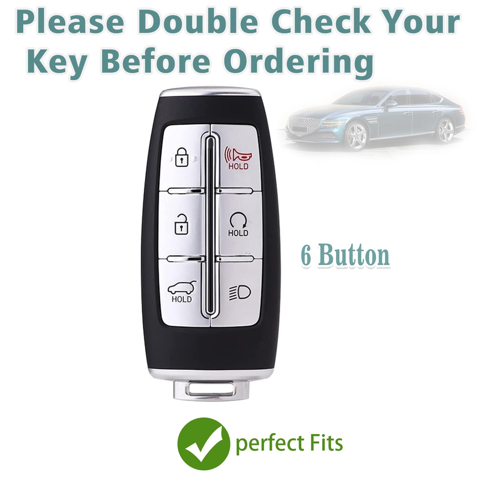 Compatible With Genesis Key Fob Cover Gold Keychain For G80 Gv80 Gv70 G90 2021 2022 2023 6 8 Buttons Tpu Accessories Car Key Cas