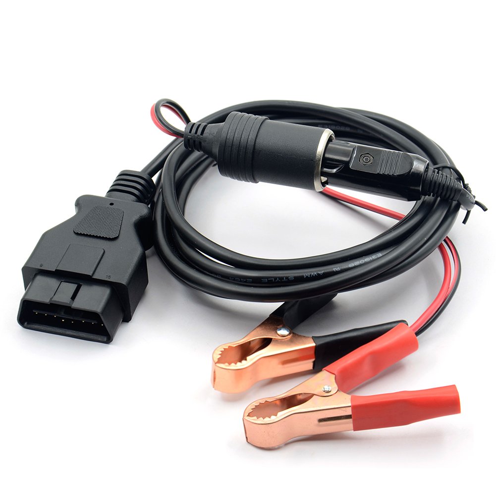 VSTM OBD II Vehicle ECU Power Supply Cable, 3M Alligator Clip, 12V Bat ...
