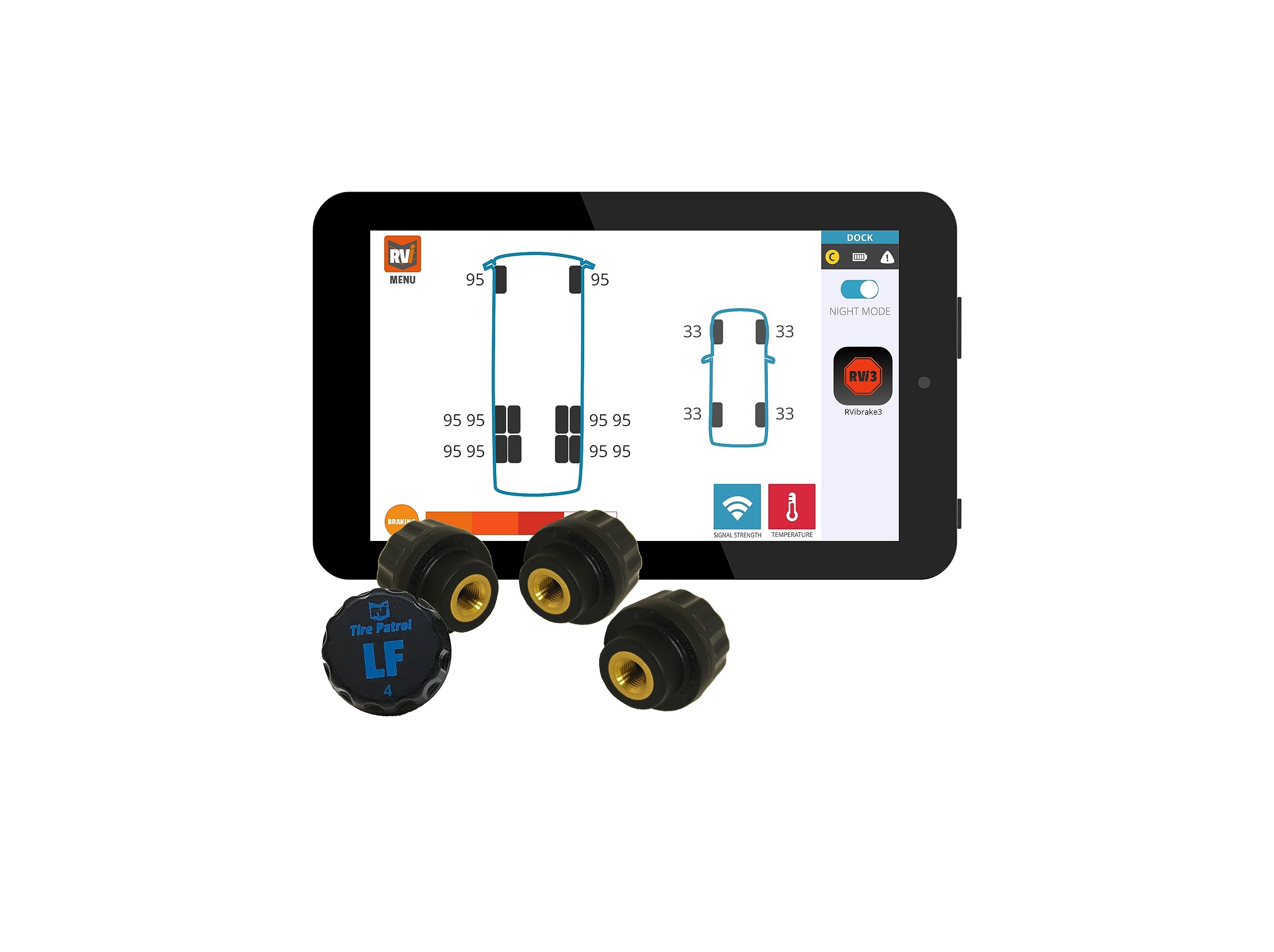 Rvi 50Mg0129 Tire Patrol: Tire Pressure Sensor 4-Pk With Command Center For Trailers