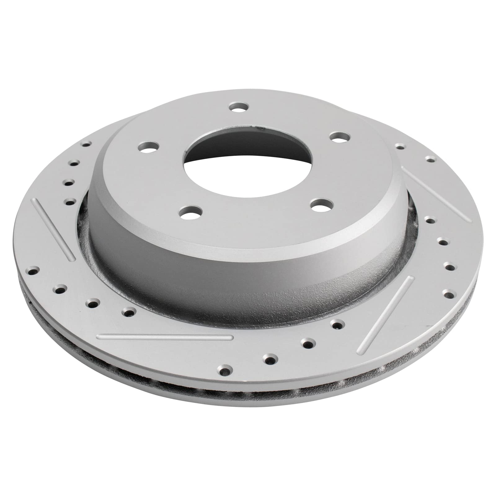 Trq Rear Performance Brake Rotors Set Premium G-Coated Cross Drilled & Slotted Compatible With 1994-1996 Chevrolet Caprice Impal