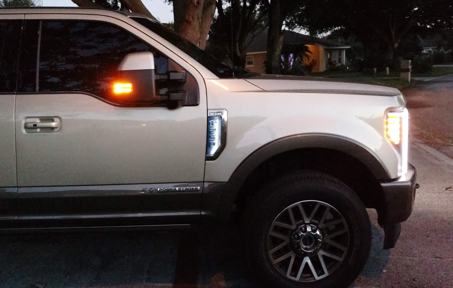 Ijdmtoy Xenon White Led Background Illumination Kit Compatible With 2017-2021 Ford F250 F350 F450 Super Duty Side Fender Chrome