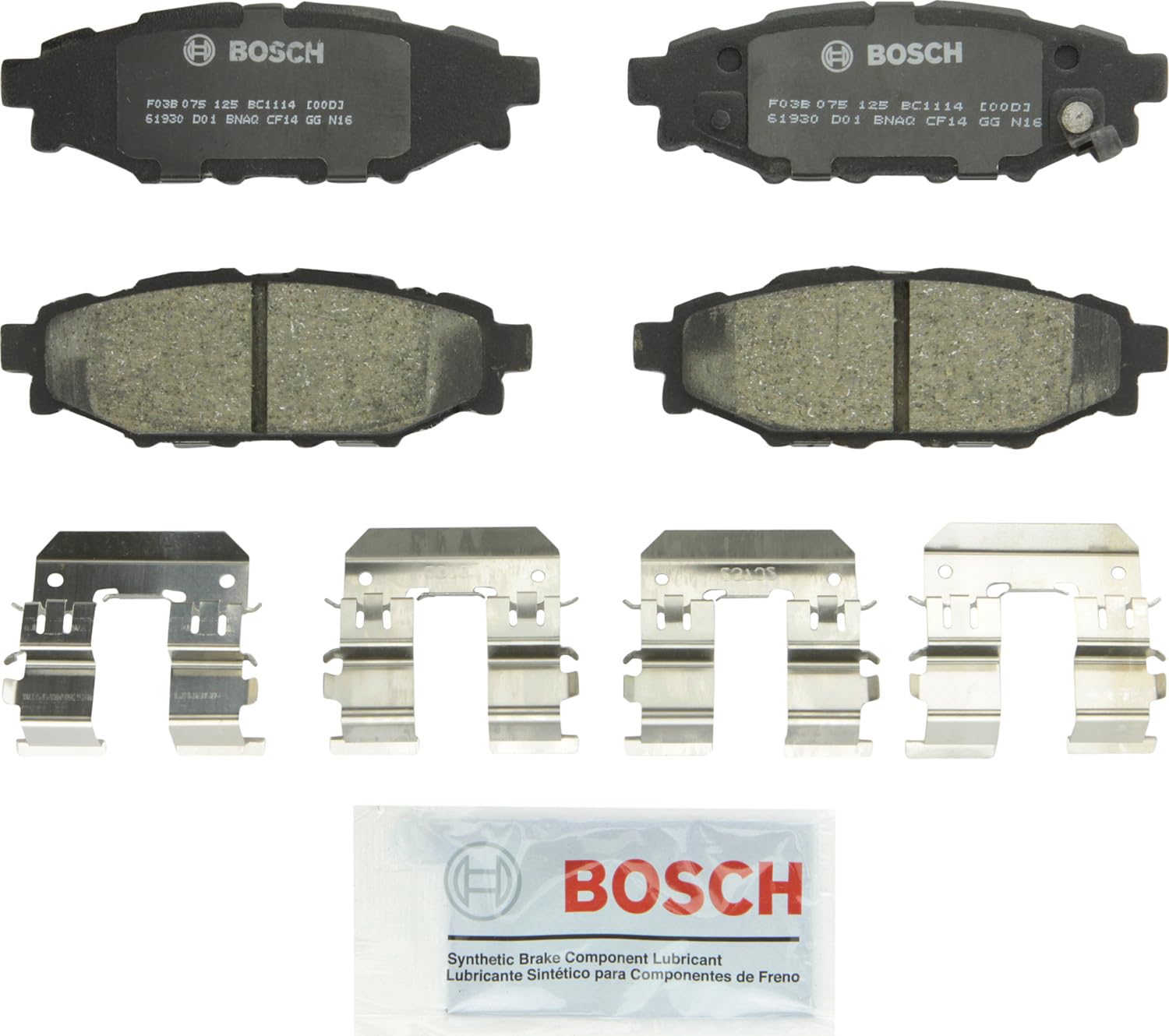 BOSCH BC1114 QuietCast Premium Ceramic Disc Brake Pad Set - Compatible With Select Subaru BRZ, Crosstrek, XV Crosstrek, Forester