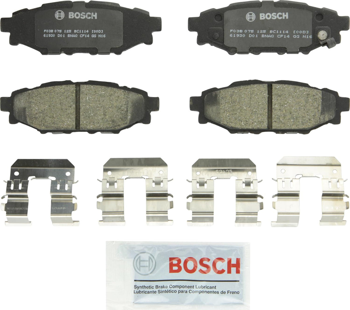 BOSCH BC1114 QuietCast Premium Ceramic Disc Brake Pad Set - Compatible With Select Subaru BRZ, Crosstrek, XV Crosstrek, Forester