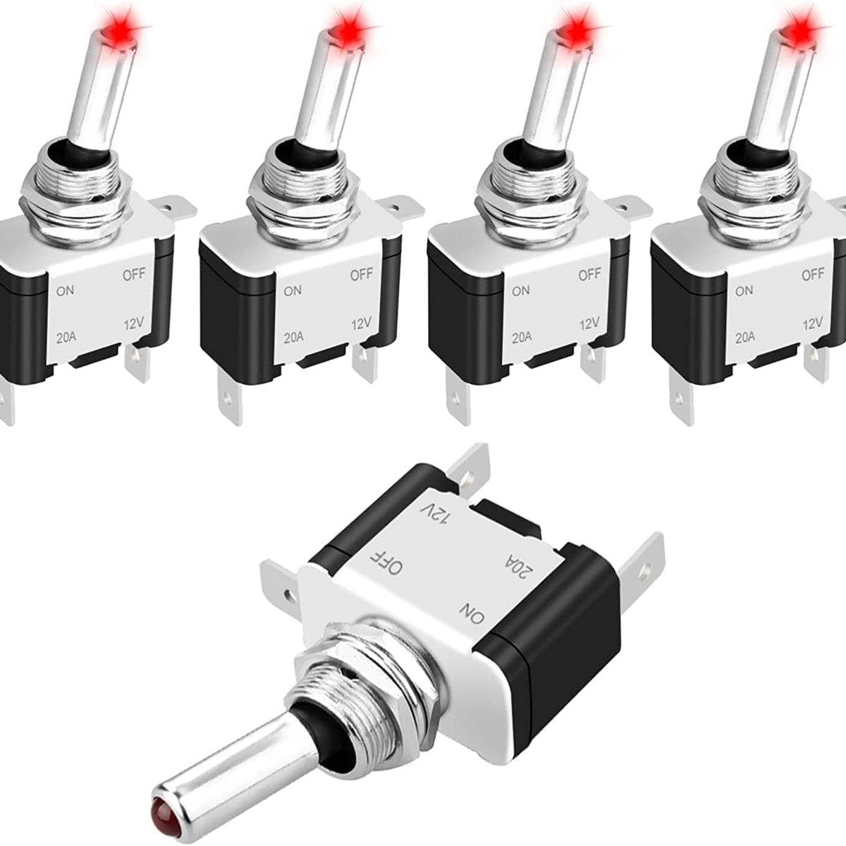 12V Led Toggle Switch, Waterproof Spst 20A On/Off Lighted Rocker Toggle Switch F WBCARB0776QXX21