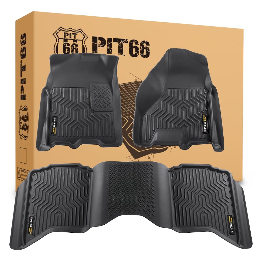 Pit66 Floor Mats Compatible With 2009-2024 Dodge Ram 1500 Crew Cab (19-24 Classic Body) Fit 10-18 Dodge Ram 2500/3500 Crew Cab W