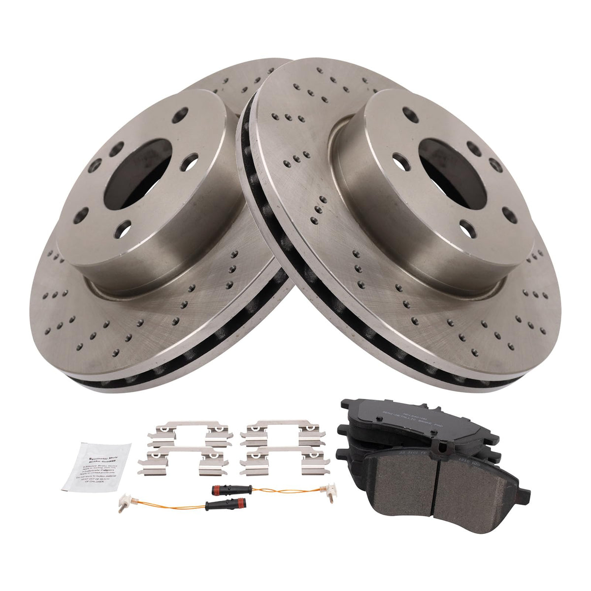 Trq Front Brake Pad & Rotor Kit Brake Pads Brake Rotor Semi-Metallic Compatible With 2015 Mercedes-Benz C250 2008-2012 C300