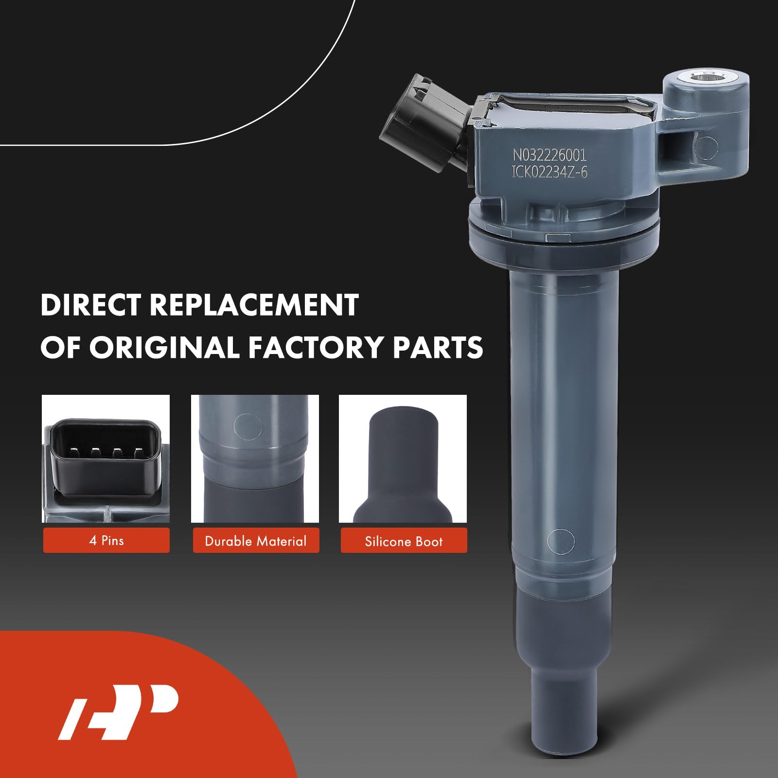A-Premium Set Of 6 Ignition Coil Pack And Iridium Spark Plugs Compatible With Toyota Camry 2002-2006, Highlander, Sienna & Lexus