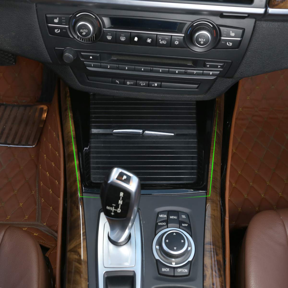 CHEYA ABS Plastic Car Center Console Cup Holder Frame Sticker Trim for BMW X5 E70 X6 E71 2008-2013 Auto Accessories (Black)