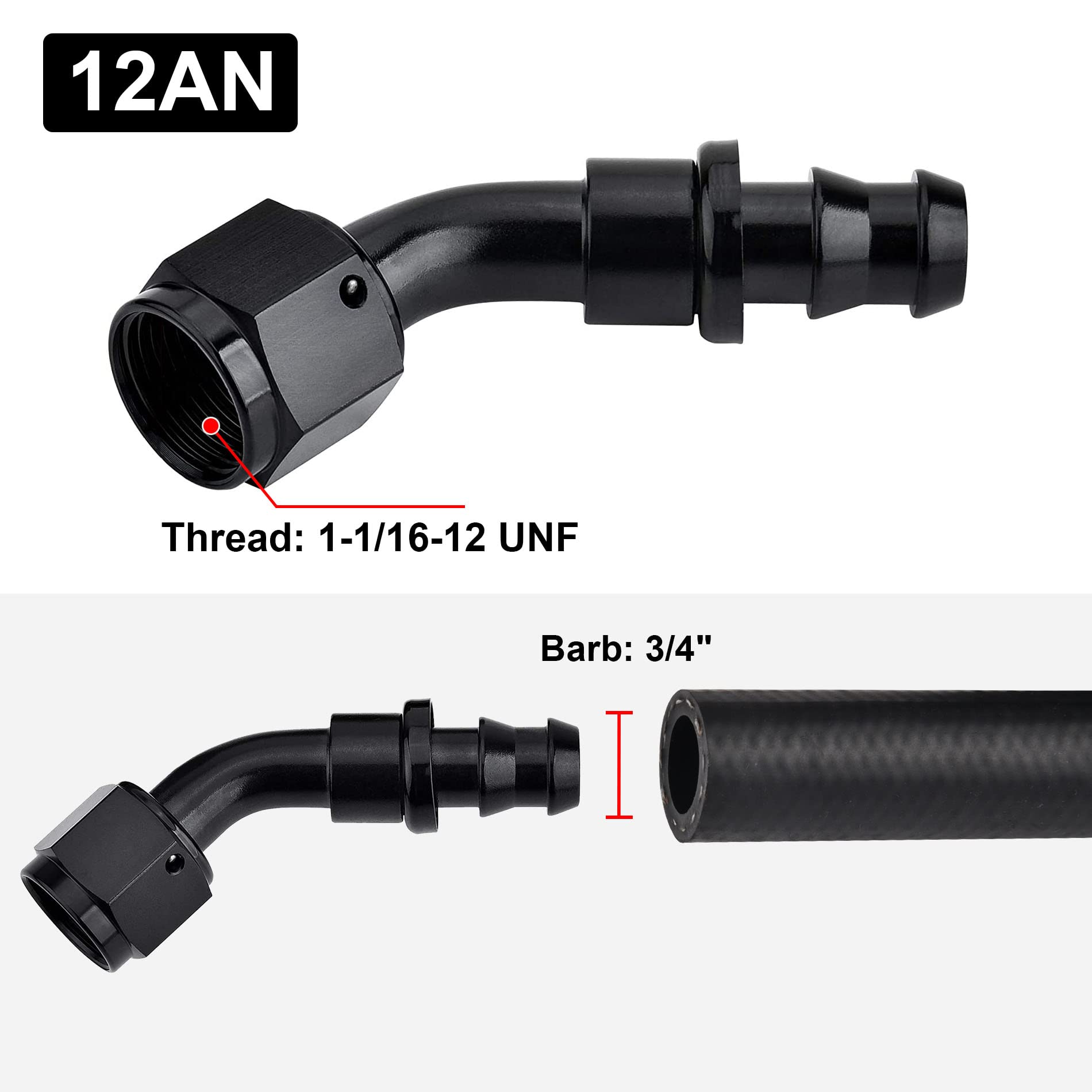 Evil Energy 12An 45 Degree Push Lock Hose Fitting End Black