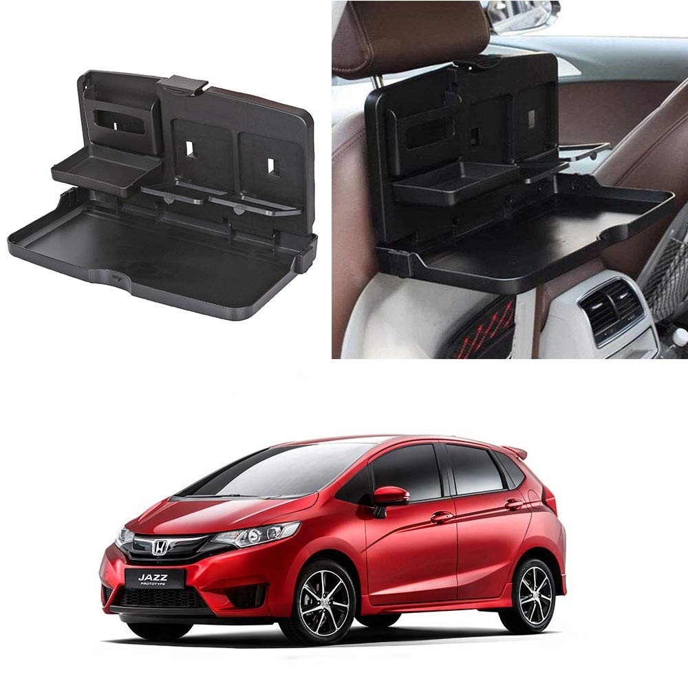 Oshotto (FT02) Car Backseat Food Travel Dining Meal & Snaks Tray & Cup Holder Compatible with Honda Jazz (Black)  1 Piece