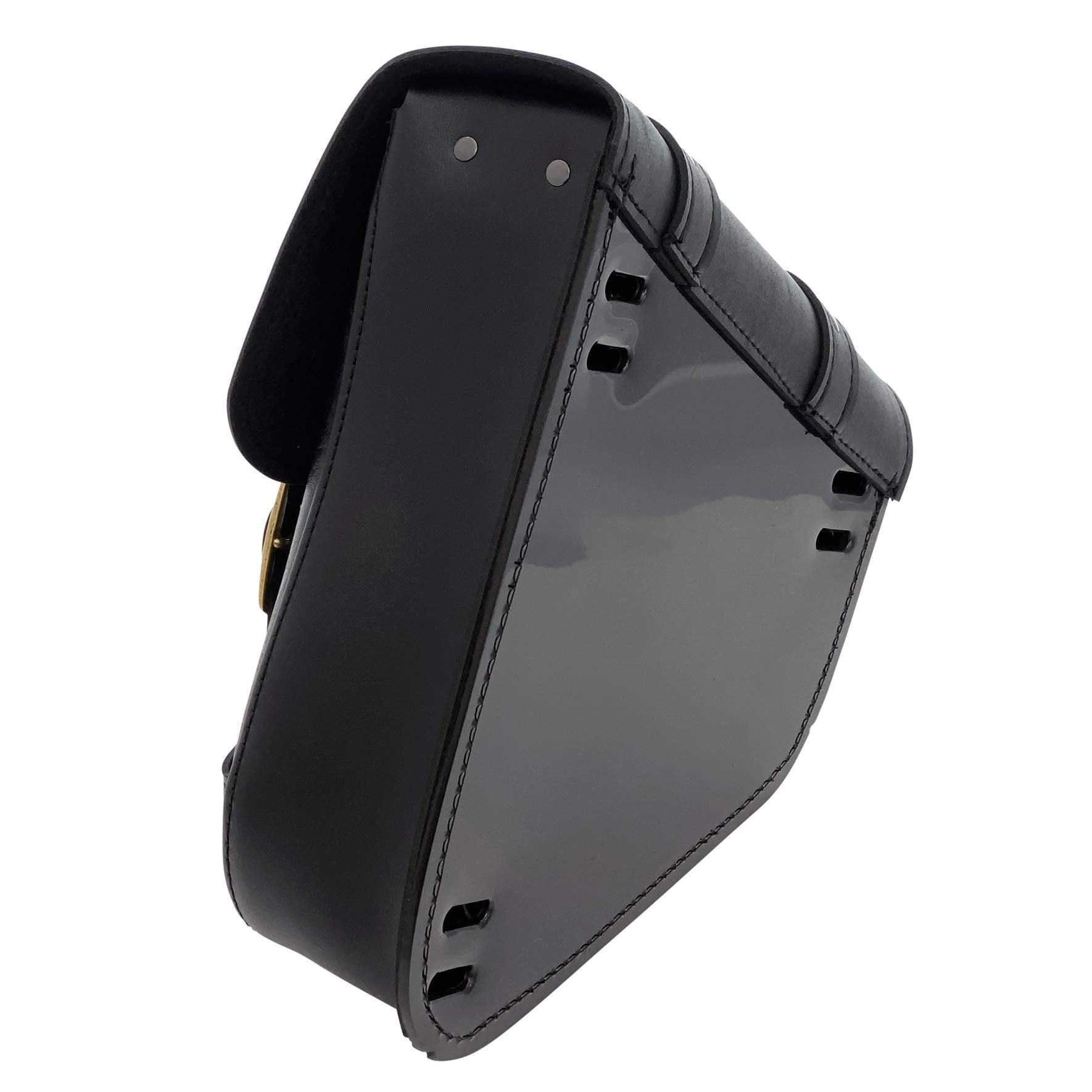 Willie & Max Black Synthetic Leather Motorcycle Swingarm Bag for Sportsters/Dual Shock Models - Nickel Buckle - Made in USA [597