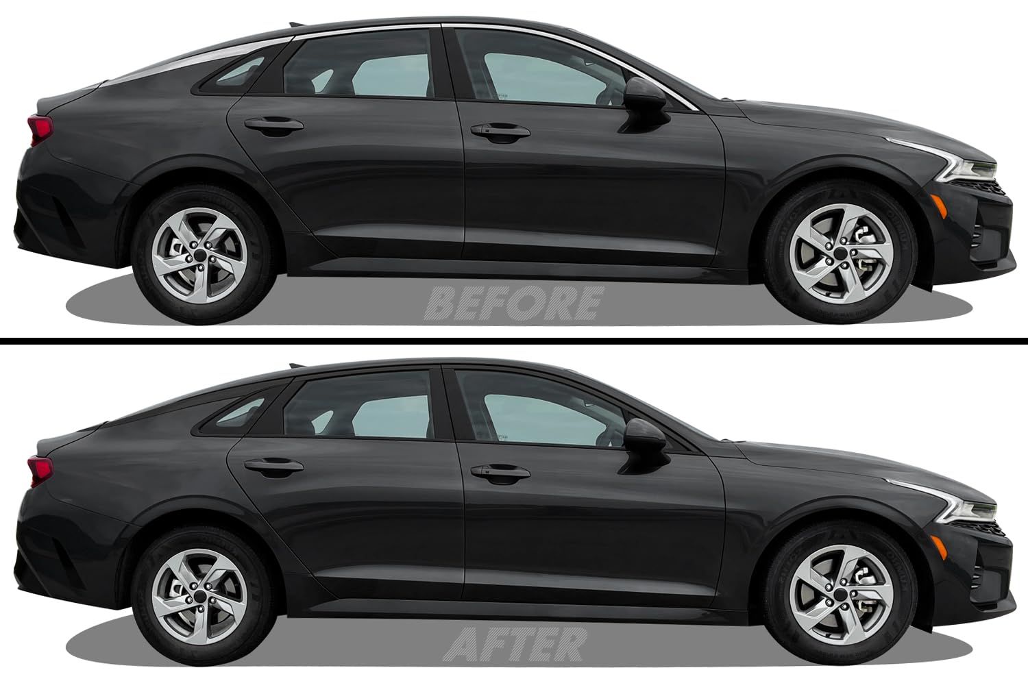 Slickmod Chrome Delete Blackout Vinyl Overlay For 2021-2022 Kia K5 Window Trim (Gloss Black)