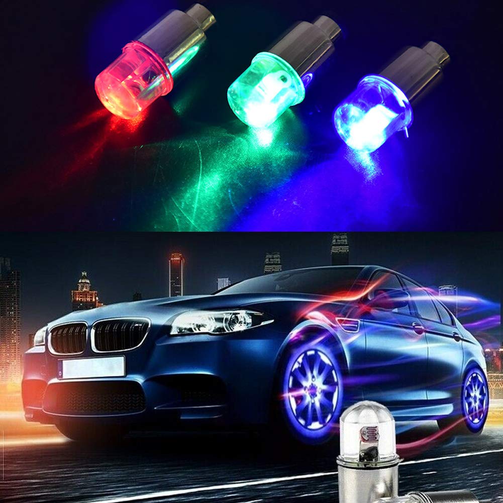 Ficbox 12 Pcs Led Wheel Lights Flash Light Tire Valve Cap Lamp For Car Trucks Motorcycle Bike (Red)