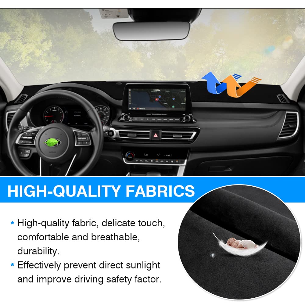 Autorder Dashboard Cover Mat For Kia Seltos 2021 2022 2023 2024 Accessories Dash Cover Flannel Dash Mat Sunshade Glare Uv Rays Protector