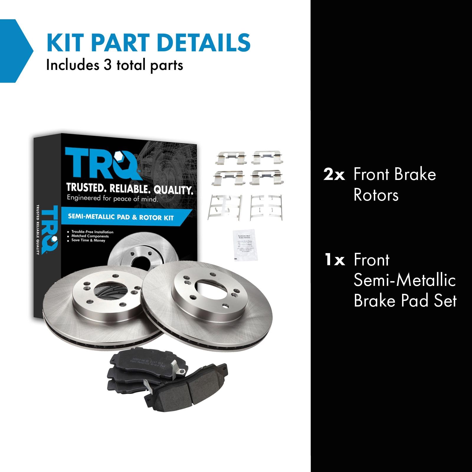 Trq Front Brake Pad & Rotor Kit Brake Pads Brake Rotor Semi-Metallic Compatible With 1997-2001 Acura Integra 1991-1995 Legend 19
