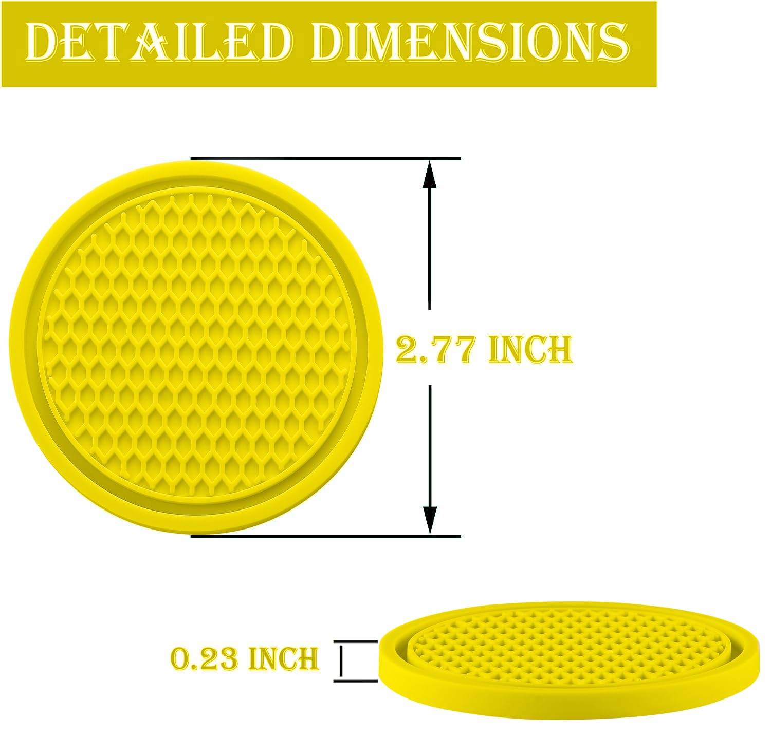 Singaro Car Cup Coaster, 4Pcs Universal Non-Slip Cup Holders Embedded In Ornaments Coaster, Car Interior Accessories, Yellow