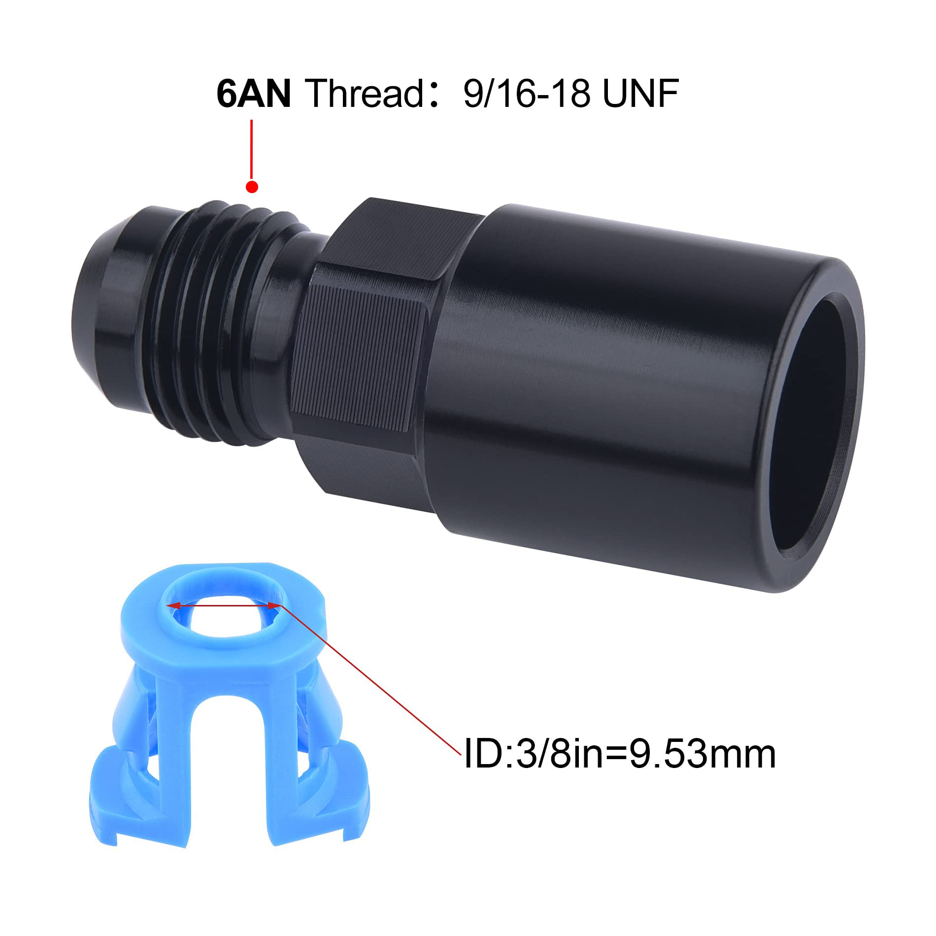 Evil Energy 6An Male To 3/8'' Sae Quick-Disconnect Female Push-On Efi Fuel Rail Fitting