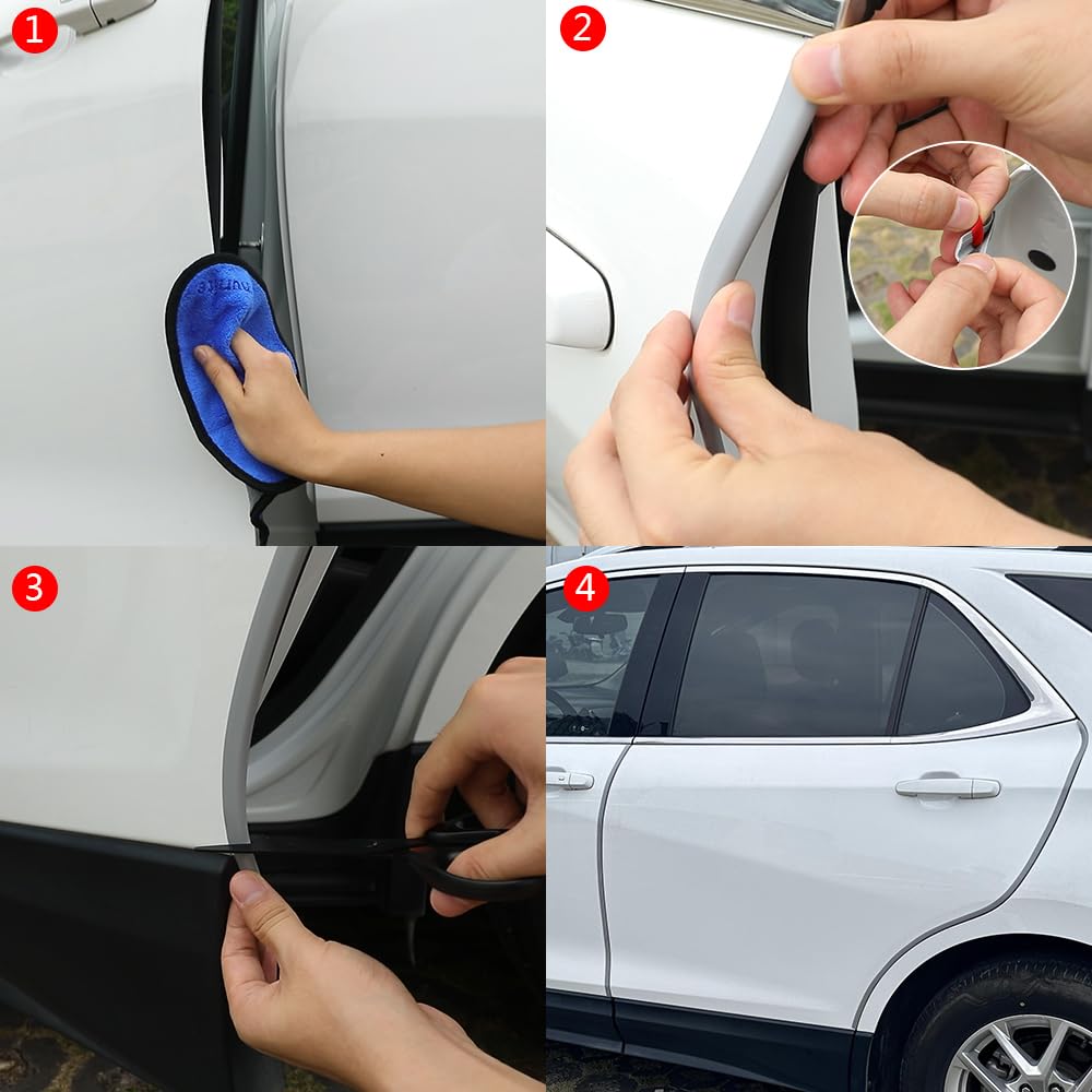 Winunite 16.4Ft(5M) Car Door Edge Guards Light Gray, Fit Most Vehicles, Self-Adhesive Pvc, Fade-Resistant, U-Shaped Automotive T