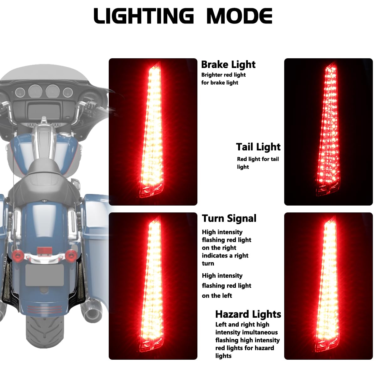 Facailaha Smoked Fasica Panel Insert Led Tail Lights Motorcycle Brake Taillights Integrated Turn Signals For Harley Touring Road Glide Street Glide Road King Special