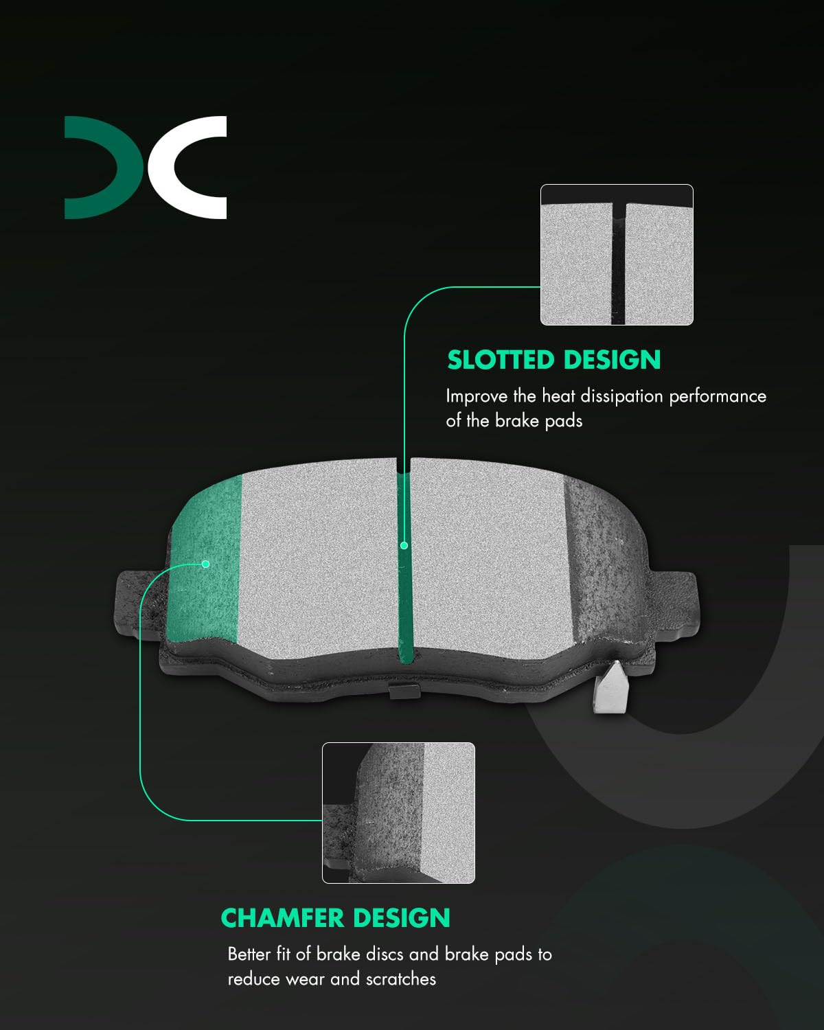 Scitoo Rear Disc Brake Pad Set 4Pcs W/Hardware Fit For Chrysler For 200 2015-2017,For Jeep For Cherokee 2014-2023