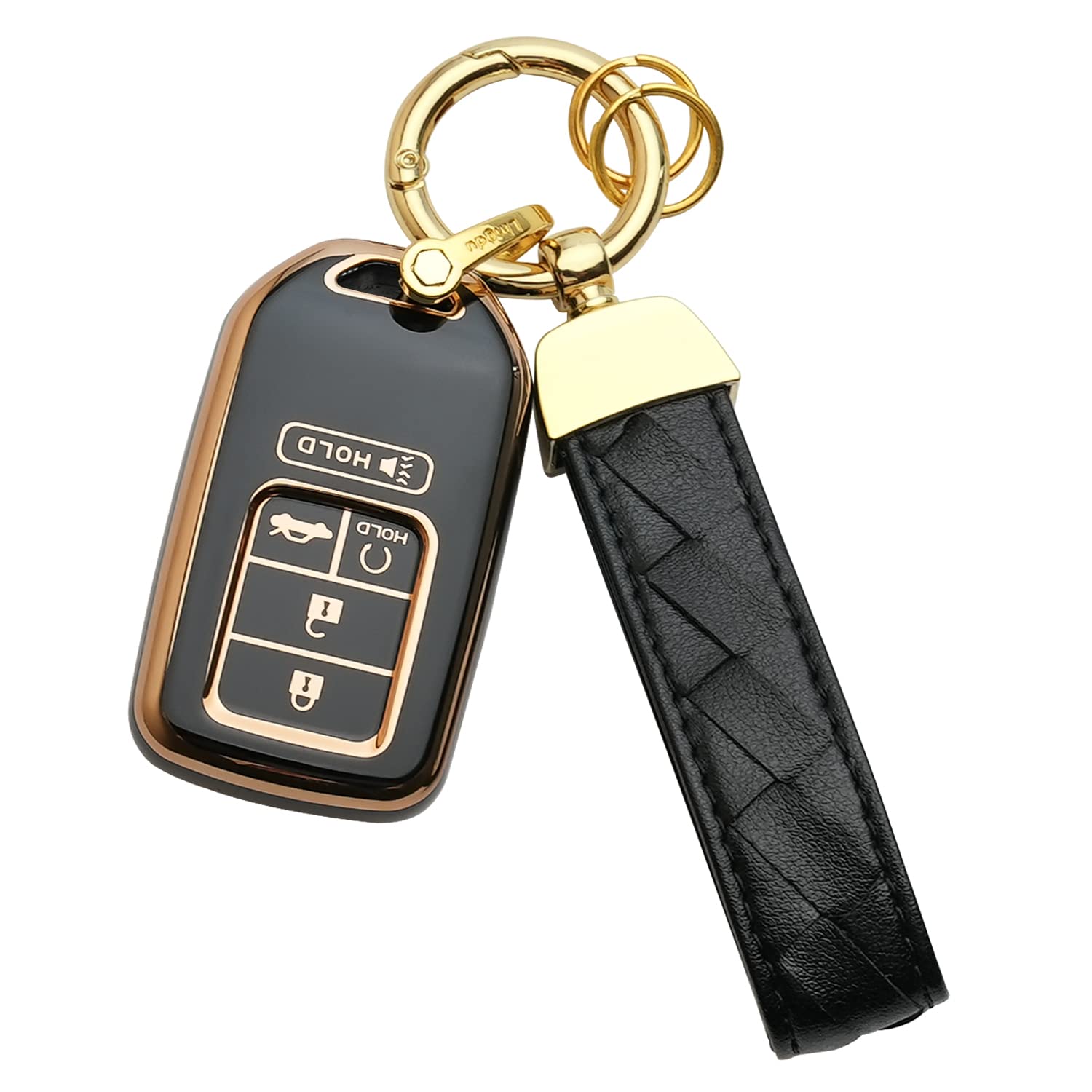 Bqepe For Honda Key Fob Cover Keychain Fit For,Accord Civic Crv Pilot Odyssey Passport Smart Remote Key,Smart Key Shell Case (Black)