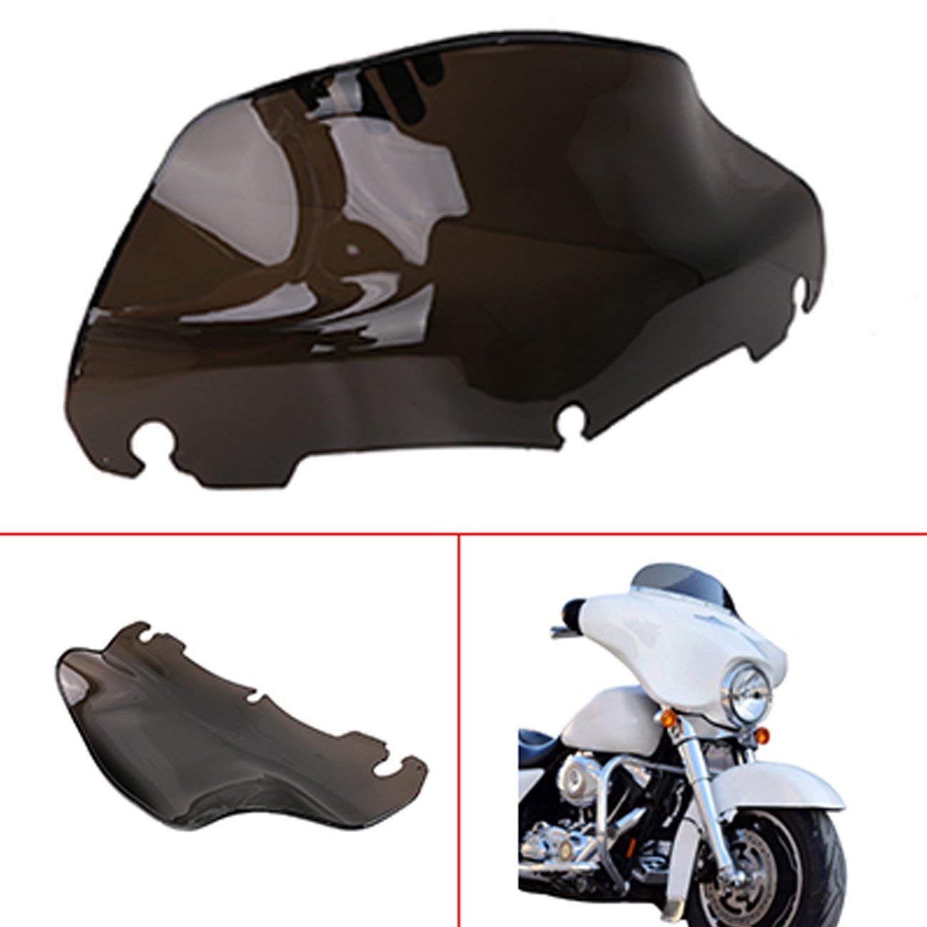 9'' Smoked Dark Wave Windshield Windscreen Wind Splitter Fit For Harley Touring Electra Glide Street Glide 2014 2015 2016 2017 2