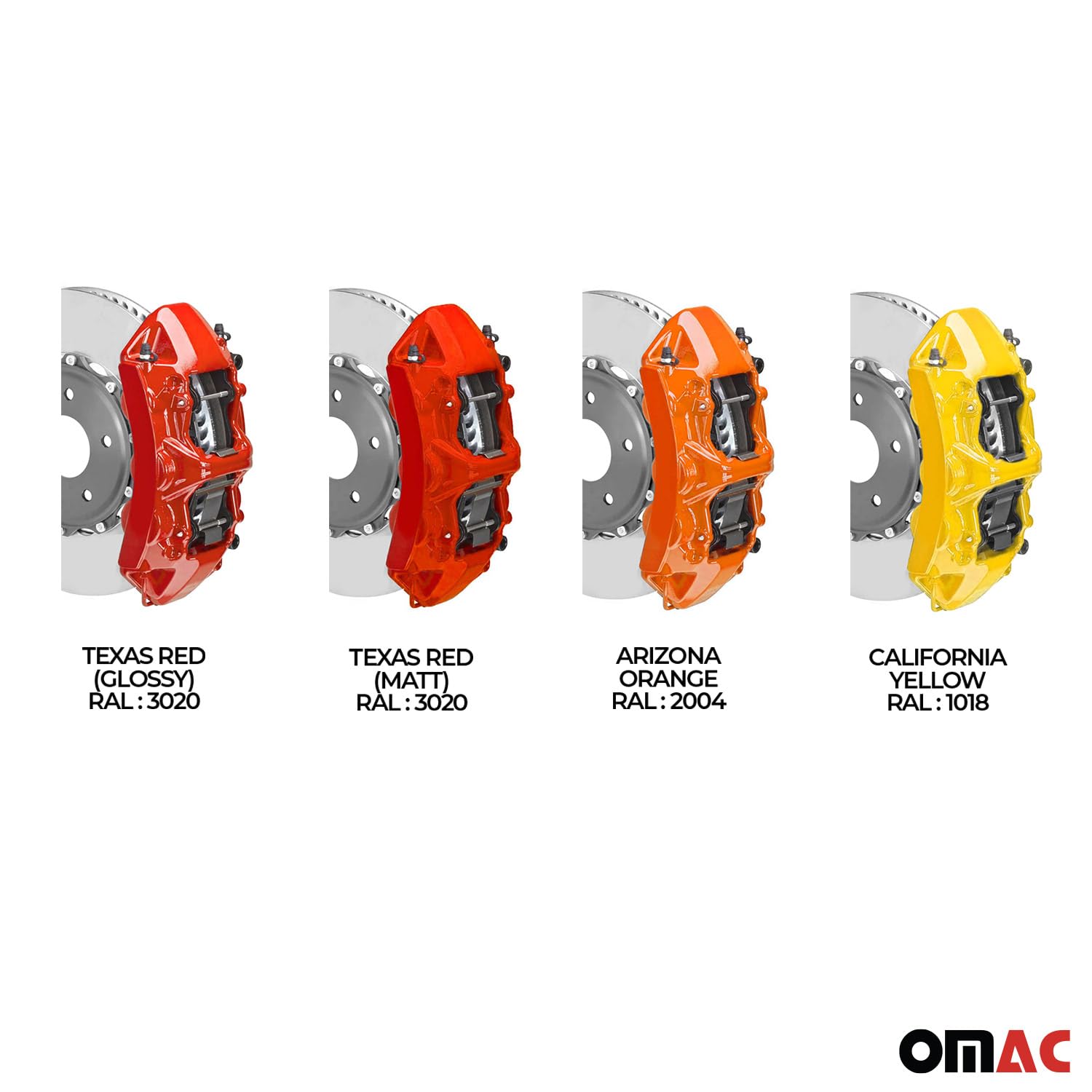 Omac High Temperature Brake Caliper Paint System Kit, Heat Resistant Coating, Epoxy Paint Based System, California Yellow (Gloss