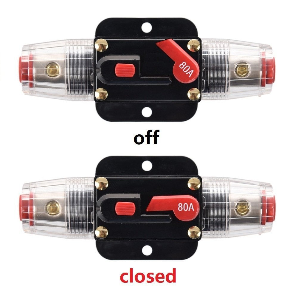 Rkurck 80 Amp Circuit Breaker Manual Reset Inline Fuse Inverter For Car Marine Trolling Motors Boat Atv Audio Solar Inverter Sys