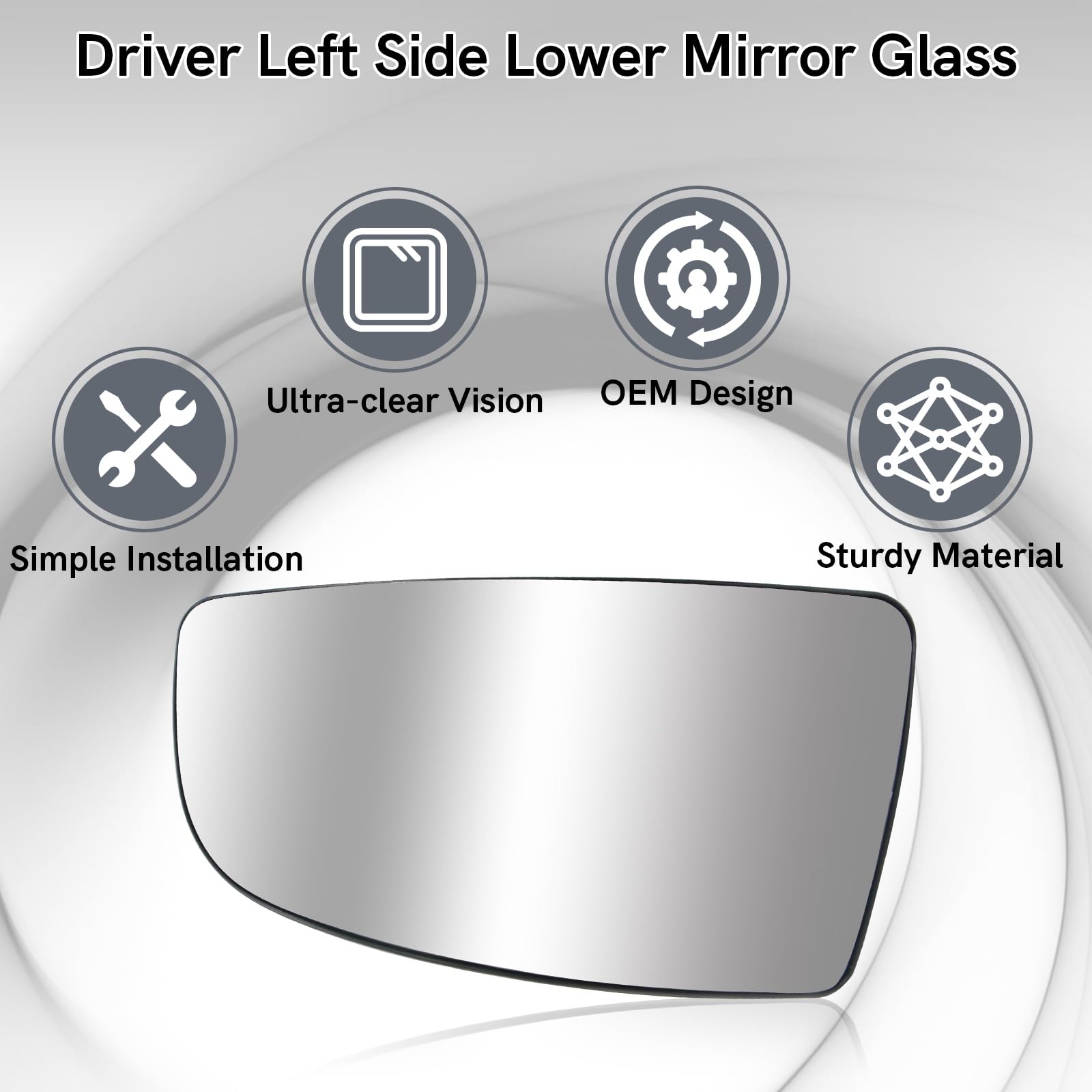 TOP-MAX Driver Left Side Lower Mirror Glass fit Ford Transit T150 250 350 2015 2016 2017 2018 2019 2020 2021 2022 2023 MK8, Left