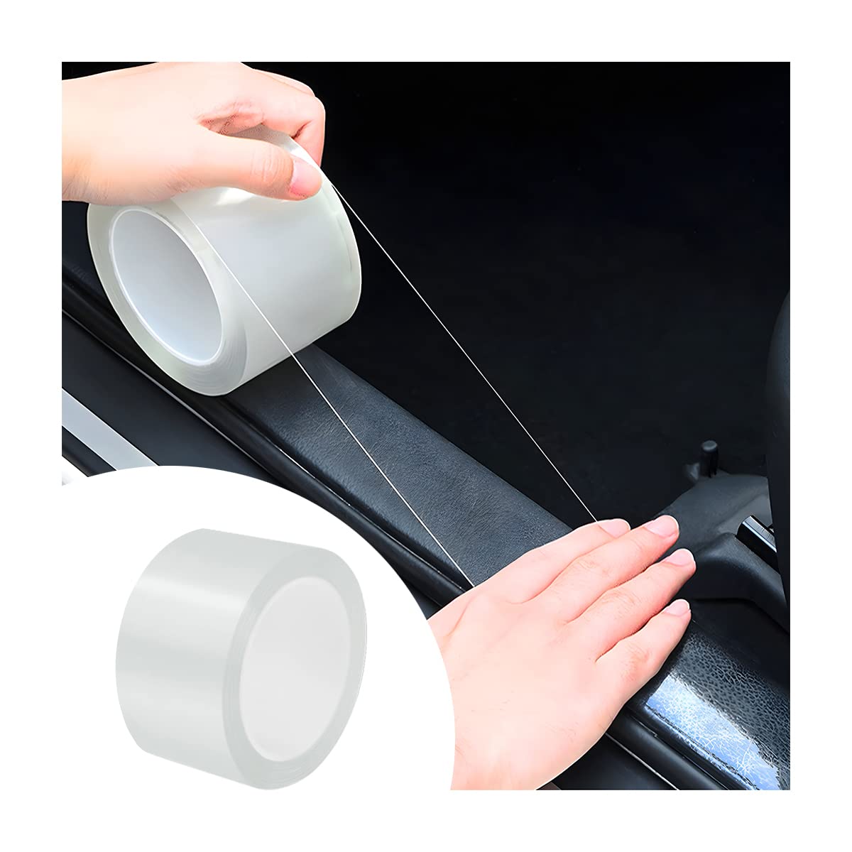 Car Door Edge Entry Guards, 5D Carbon Fiber Anti-Collision Waterproof Protector Tape, Scratch Cover Strip Sticker For Car Door Sill Rear Bumper, Automotive Exterior Accessories For Most Cars