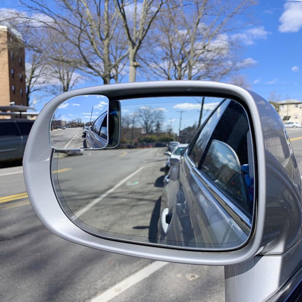 Ampper Blind Spot Mirror Fan Shaped, Hd Glass Frameless Stick On Adjustabe Few Convex Wide Angle Rear View Blind Spot Car Mirror
