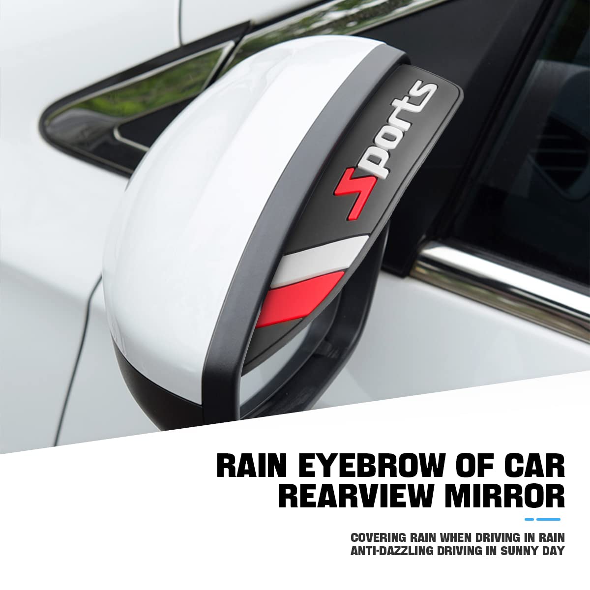 2Pcs Rear View Mirror Rain Eyebrows, Waterproof Pvc Auto Side Mirror Rainproof Guard, Sports Visor Smoke Cover, Universal Exterior Accessories For Most Cars (Sport/Red)
