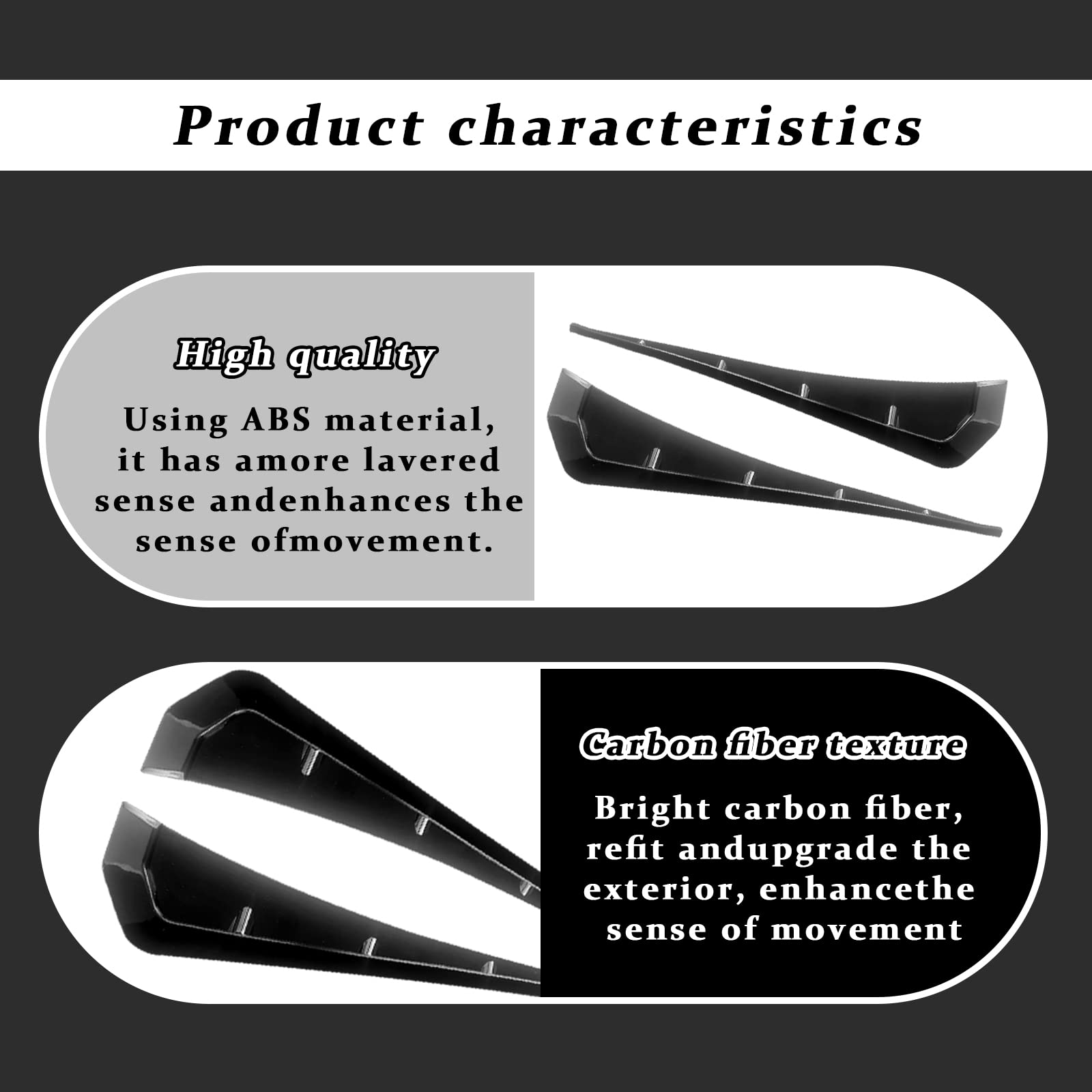 2Pcs Car Fender Side Vents, Air Vent Trim Cover, Abs Carbon Fiber Exterior Sticker, Air Flow Intake Hole Grille Auto Exterior Accessories Universal (Black)