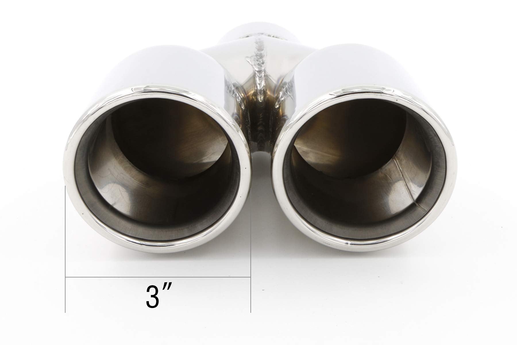 Rp Remarkable Power, Fit For 2.25 Inch Inlet 2X3' Outlet 9.5' Overall Length Stainless Steel Weld-On Dual Round Angle Exhaust Tip Tailpipe Duo Layer 2.25'X(3'X2) X9.5' Ext47
