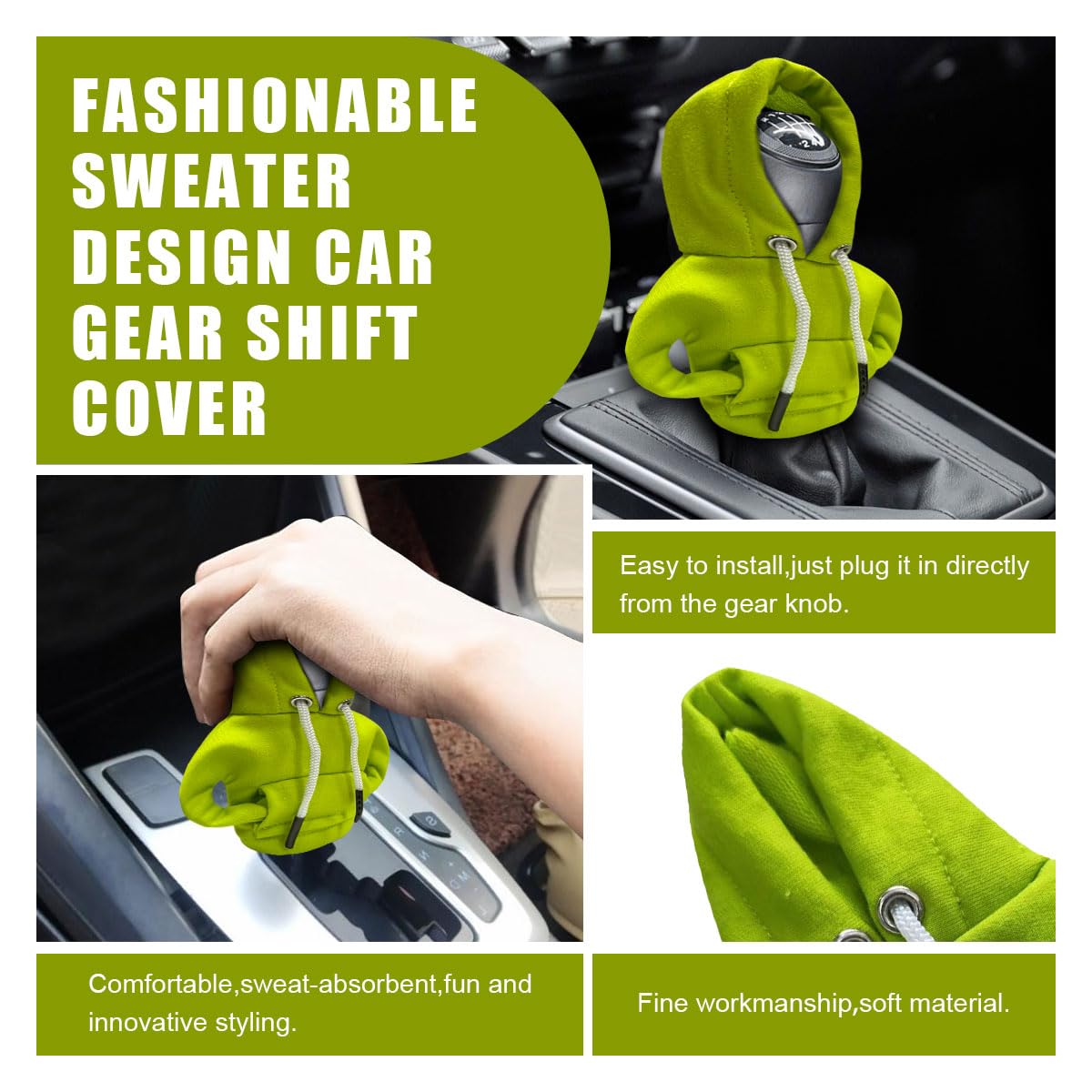 Joycourt Car Gear Shift Hoodie, Fashionable Gear Shift Knob Cover, Mini Hoodie For Auto Shifter, Auto Interior Cute Gadgets, Uni