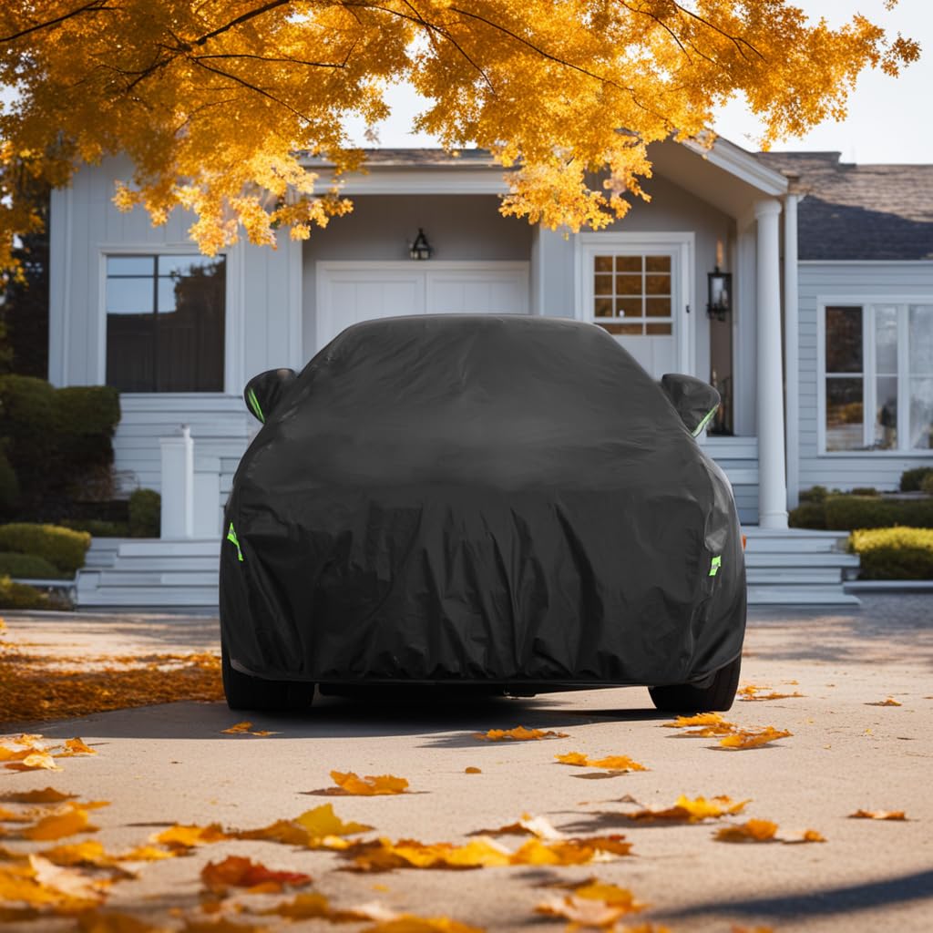 Morhept Car Cover Custom Fit For Honda Civic, Waterproof All Weather Full Exterior Sedan Cover Rain Snow Uv Protection Cover Wit