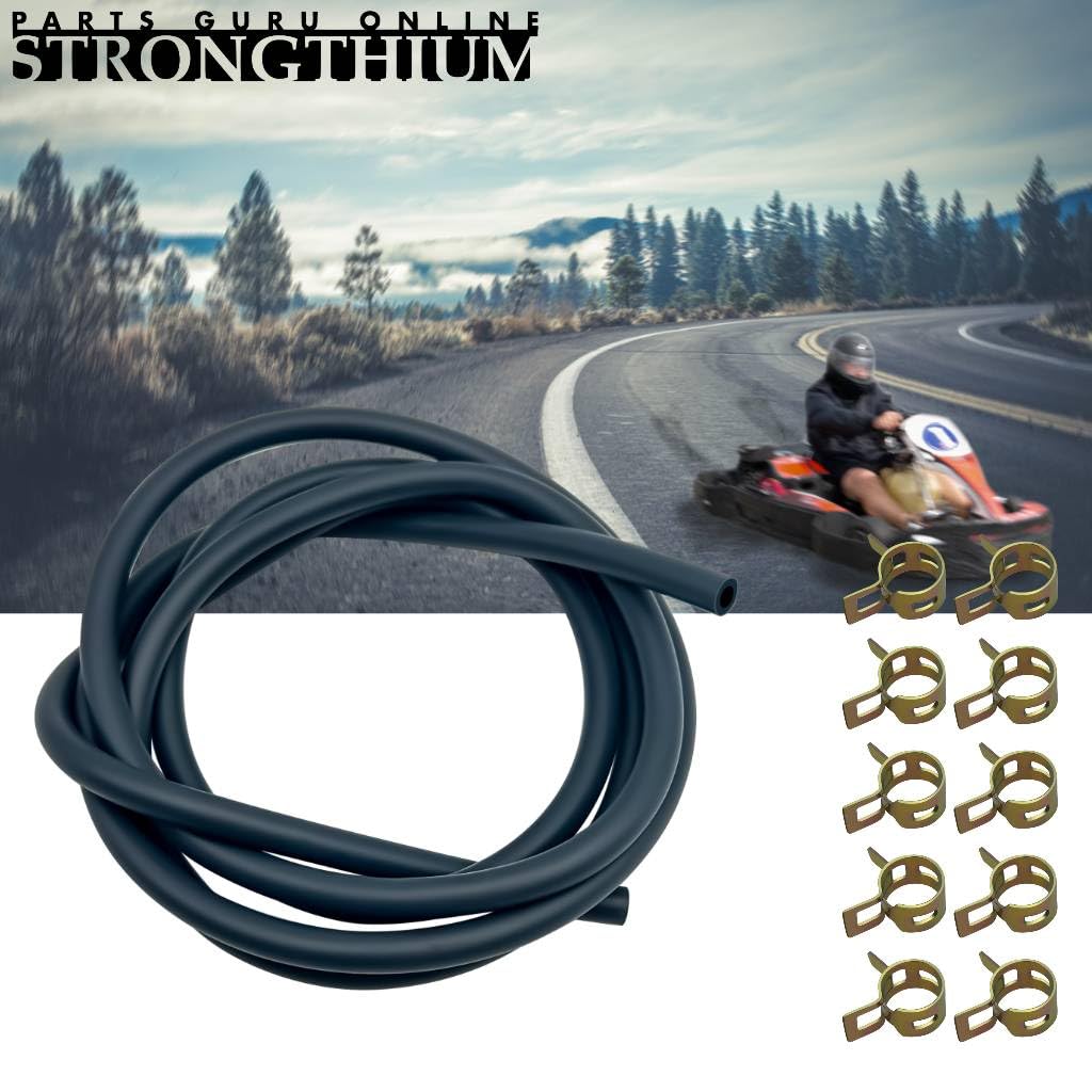 Strongthium 3/16 Fuel Line Hose Set With 10 Pieces Clamps Rubber Gas Tube For Atv Go-Carts Mini Bikes 196Cc 212Cc 6.5Hp 5.5Hp 8Hp 9Hp 11Hp 13Hp Small Engines Generators