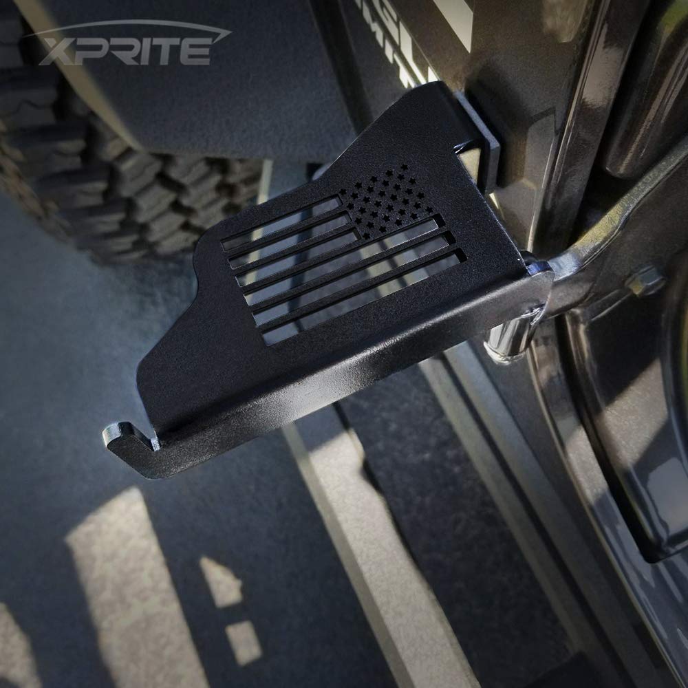 Xprite Wrangler Foot Pegs, Metal Steel '' Us Flag '' Exterior Door Hinge Mounted Front Rest Pedals Compatible With 2007-2018 Jee