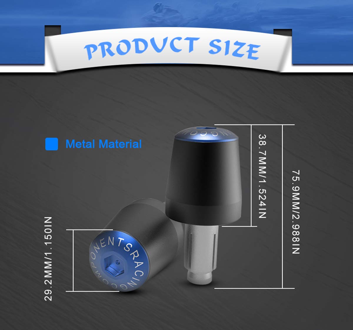 7/8'' 22mm CNC Alu Motorcycle Handlebar Grips Ends Caps Ends Caps for Ninja 400 650 1000SX ZX6R ZX9R ZX10R ZX12R ZX14R ER6F ER6N