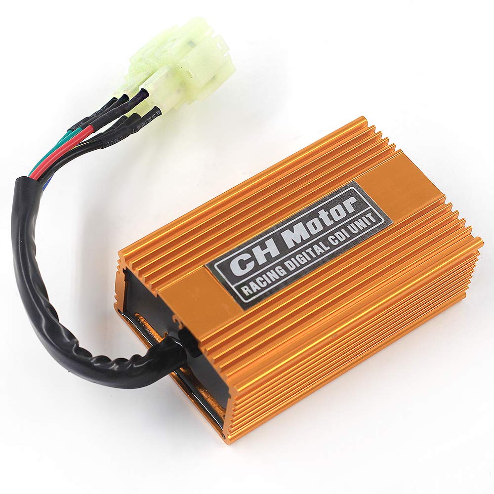 Trkimal Upgrade Racing Tuning Dc Cdi Box 6Pin + Spark Plug For Gy6 125Cc 150Cc 250Cc 4 Stroke 152Qmi/157Qmj Engine, Moped Scoote